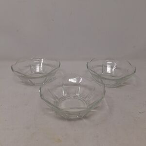 Vintage Anchor Hocking MCM Swedish Modern Chips Dip Set Of 3 Bowls Scalloped